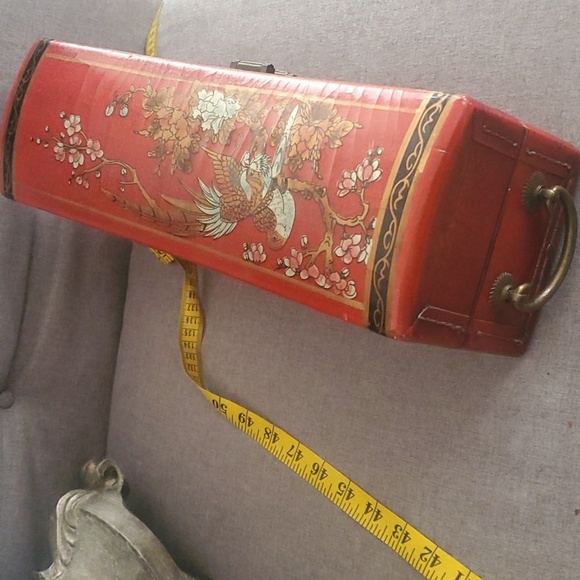 Ethan Allen box home size 16" x 5" + red pink green black brown gold - Picture 6 of 16